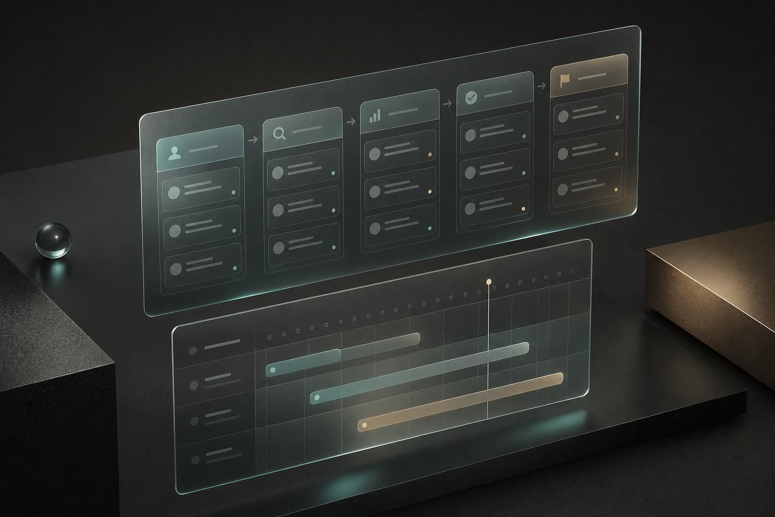 Abstrakte Visualisierung von CRM und Automation
